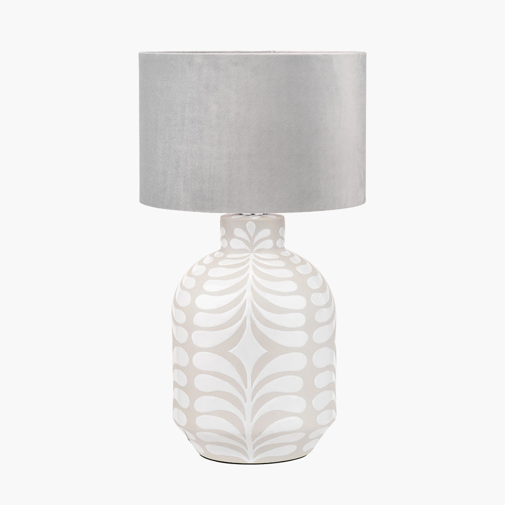 Tania Grey & White Pattern Ceramic Table Lamp - Base Only